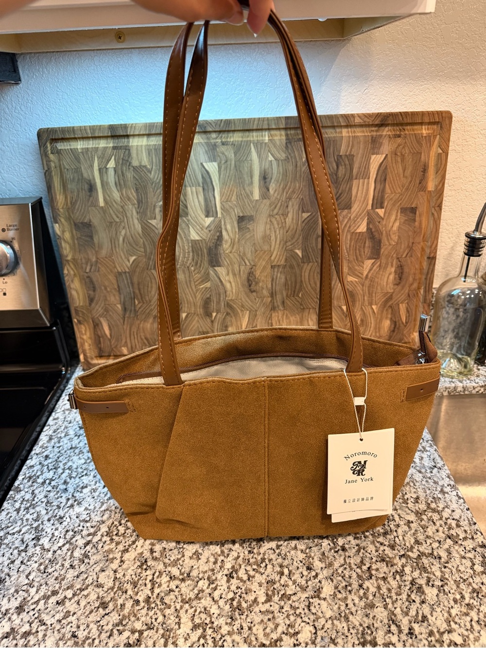 Tan Suede Tote Bag